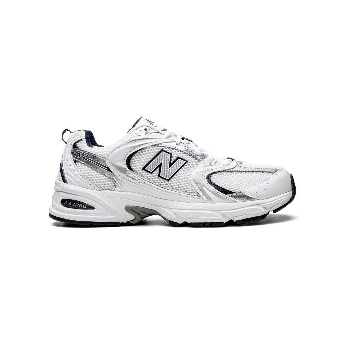 New Balance 530 White, Silver & Navy blue