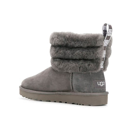 UGG Charcoal Fluff Mini Quilted Boots